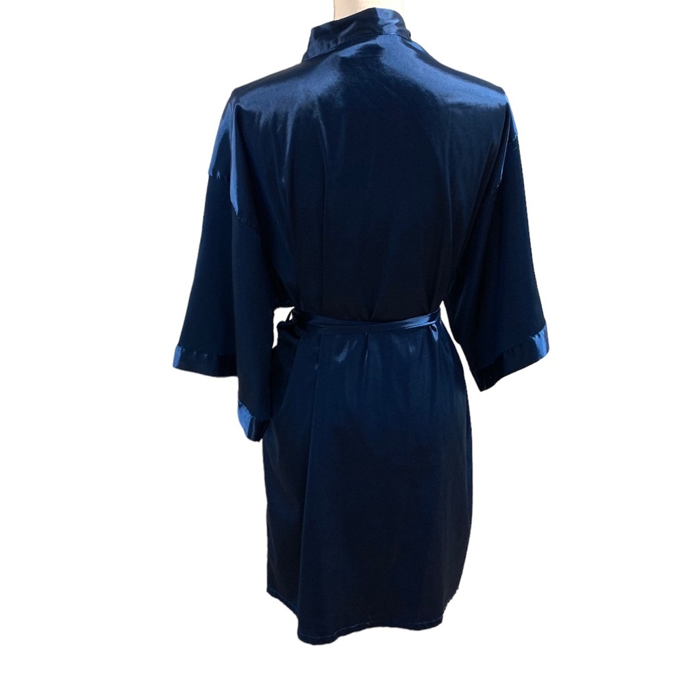 Blue Satin Robe size S/M - Picture 3 of 4